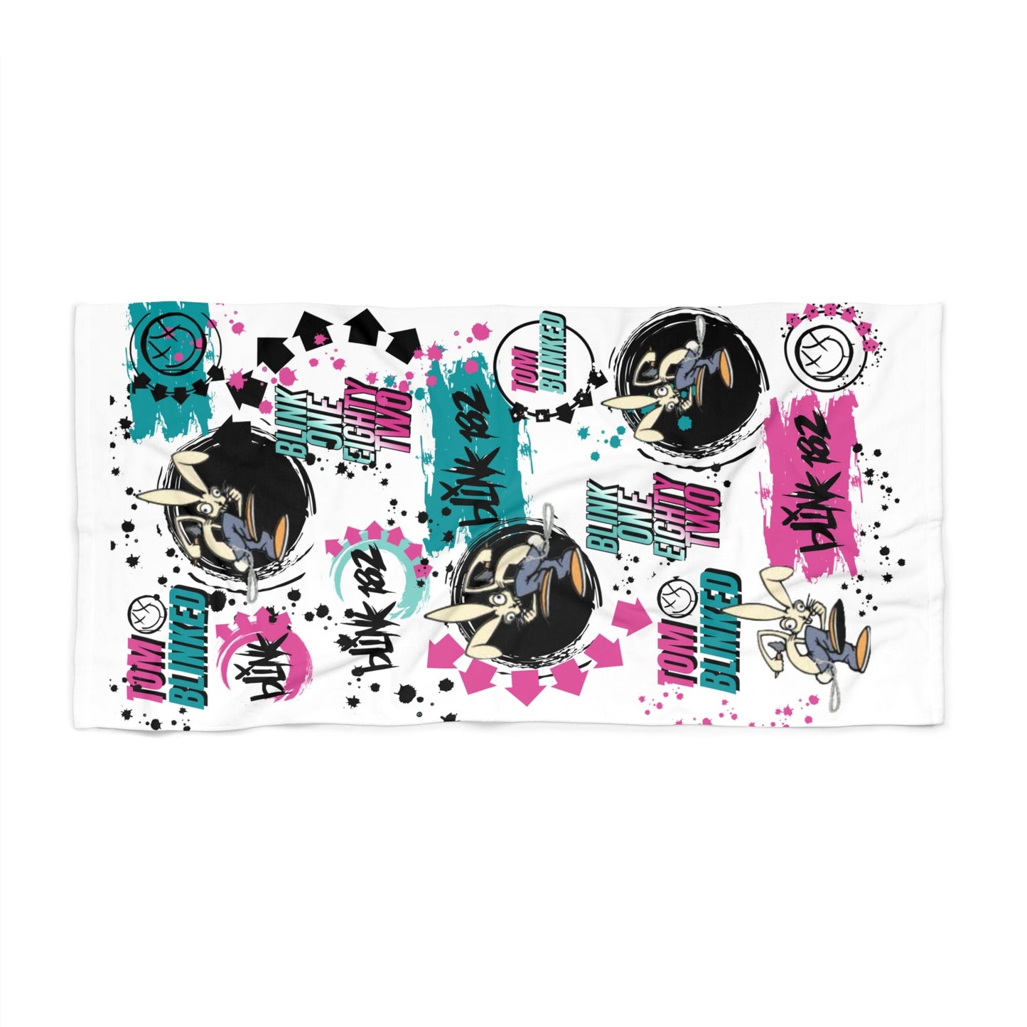 Blink-182 Inspired “Tom Blinked” Beach Towel – Blink Bunny Music Art Atlas Wanderlust