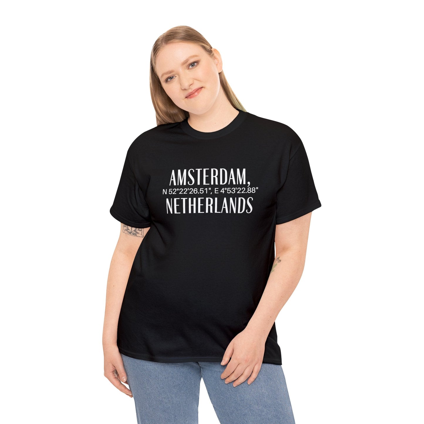 Amsterdam Netherlands Coordinates T-Shirt, Modern Holland Tee Atlas Wanderlust