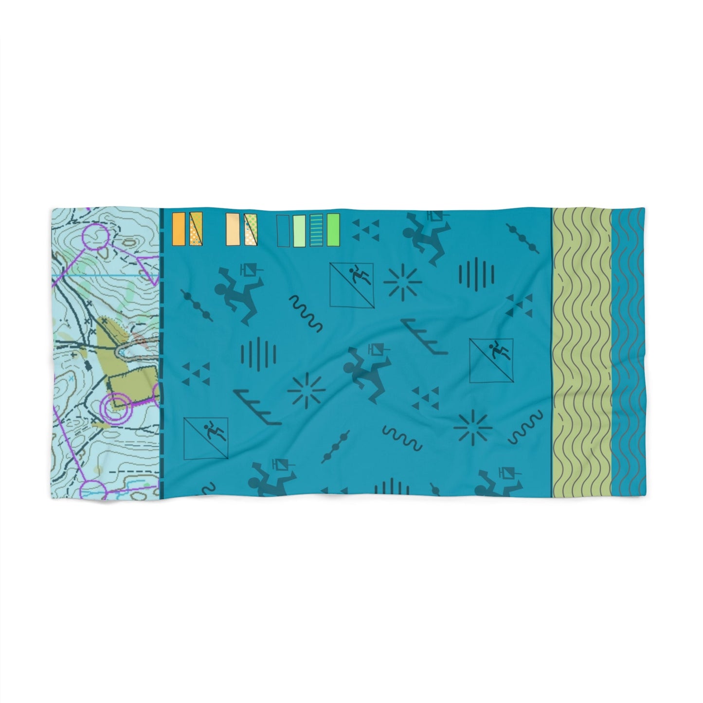 Orienteering Beach Towel – Topographic Map & Navigation Art Atlas Wanderlust