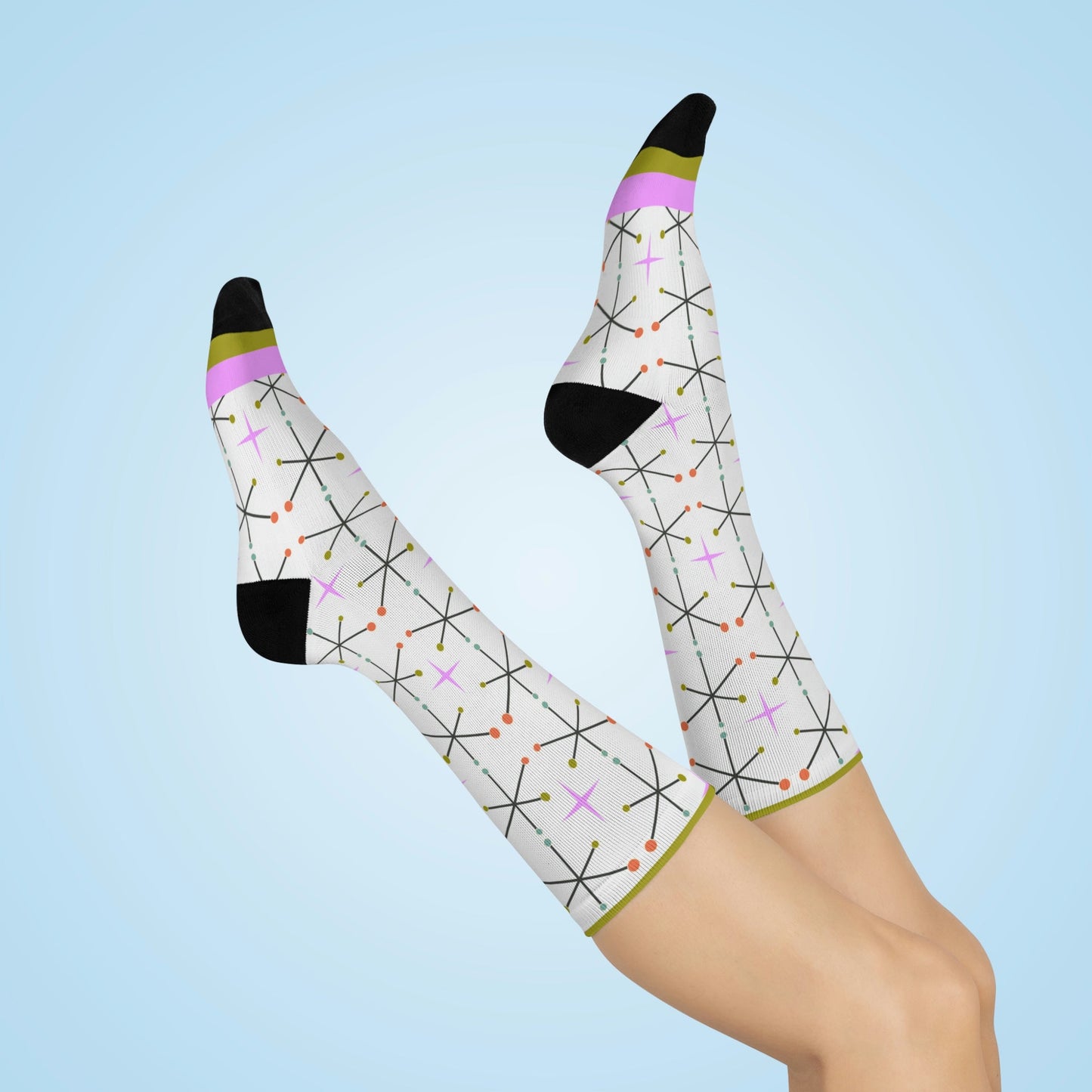 Vintage Starburst Socks Motif Unisex Adult Stretchy Mid Calf Original Atlas Wanderlust