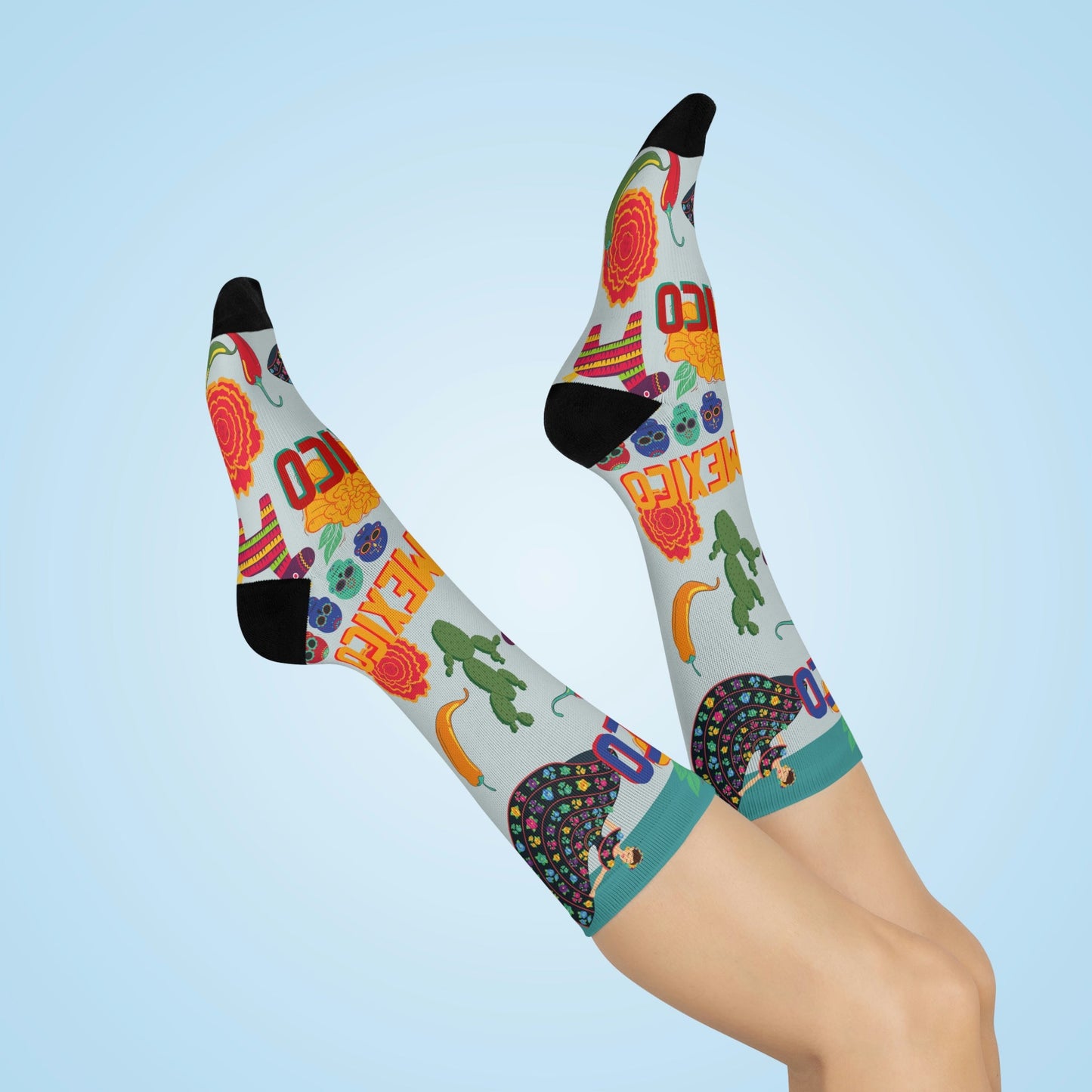 Mexico Socks Food Culture Unisex Adult Stretchy Mid Calf Original Atlas Wanderlust