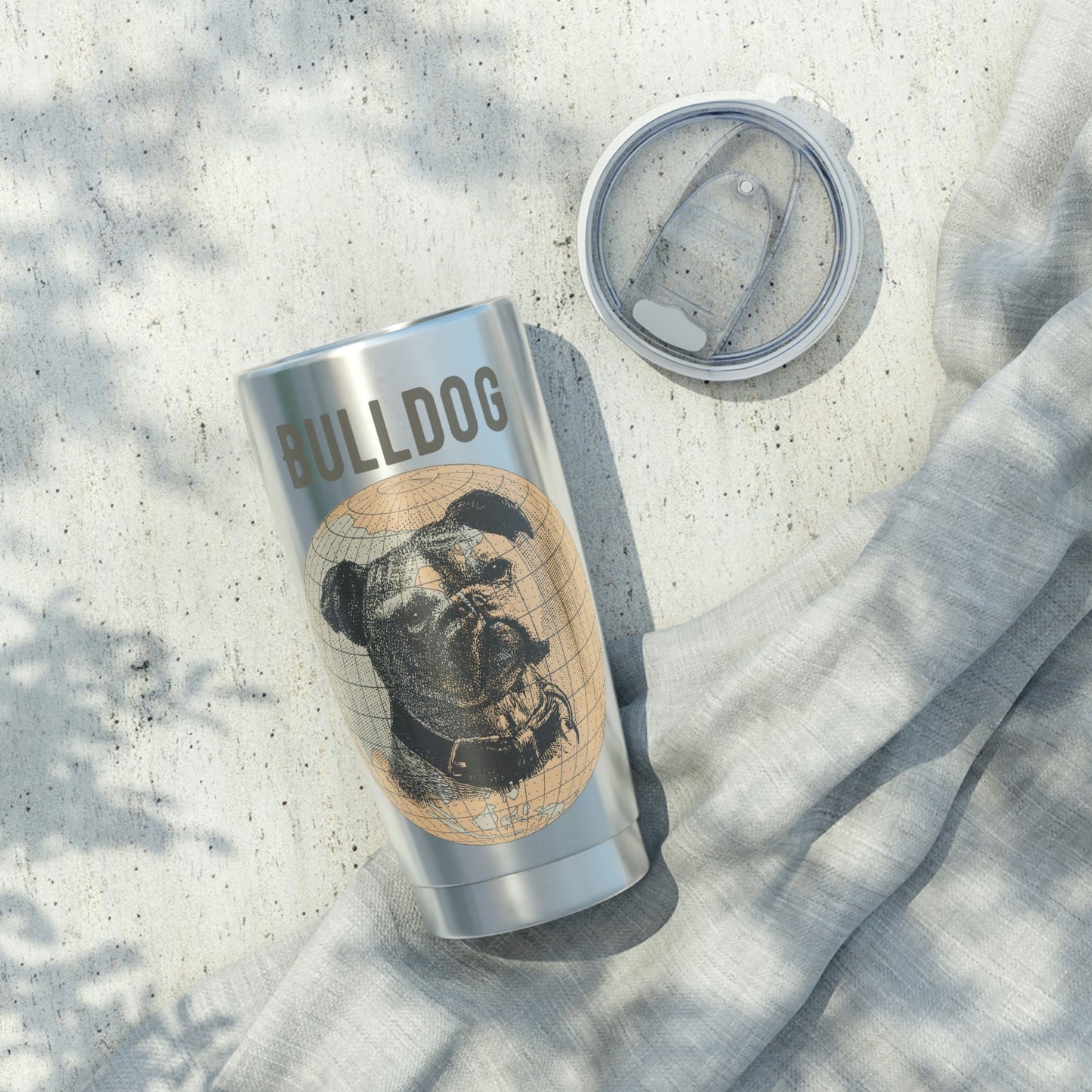 French Bulldog Tumbler, Old-World Map, 20 oz Stainless Steel Atlas Wanderlust