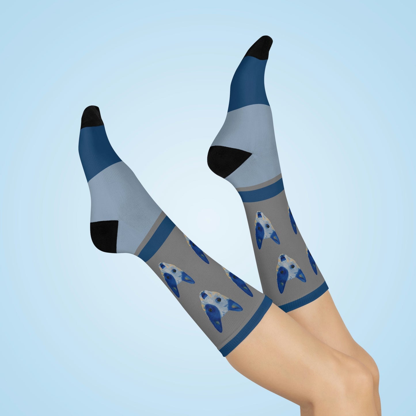 Queensland Blue Healer Socks Blue Face Unisex Adult Stretchy Mid Calf Original Atlas Wanderlust