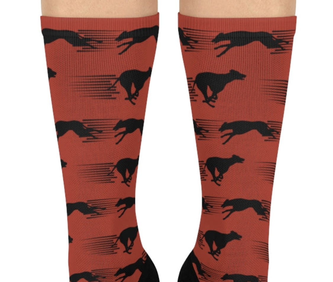 Greyhound, IG, Whippet Socks, Orange, Trendy, Men's and Women's - The Dapper Dogg