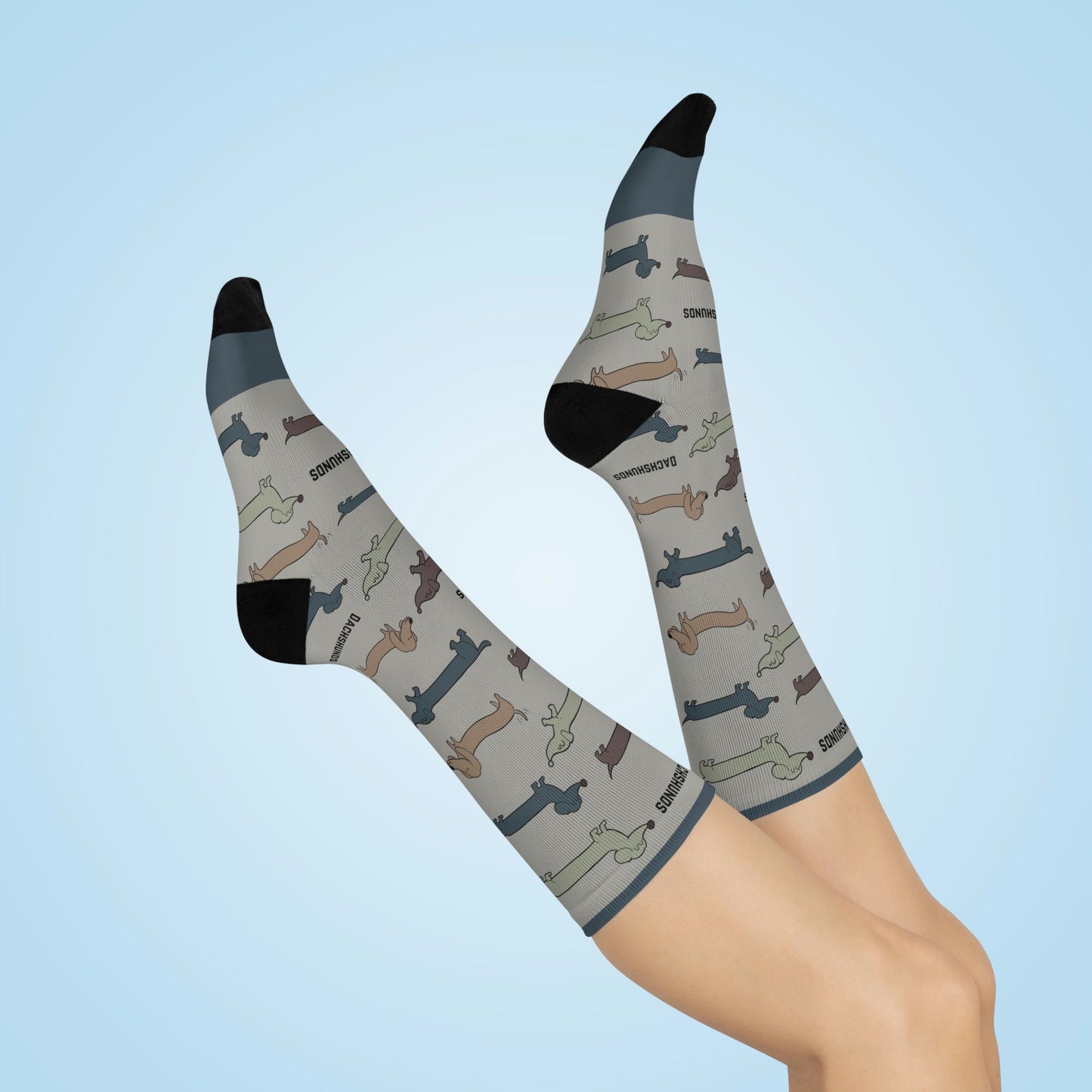 Dachshund Socks Griege Unisex Adult Stretchy Mid Calf Original Atlas Wanderlust