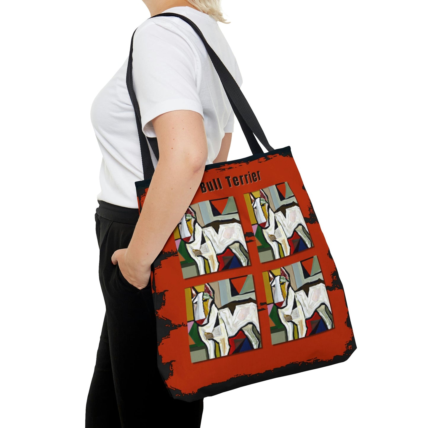 Bull Terrier Tote Bag, Picasso Style Atlas Wanderlust