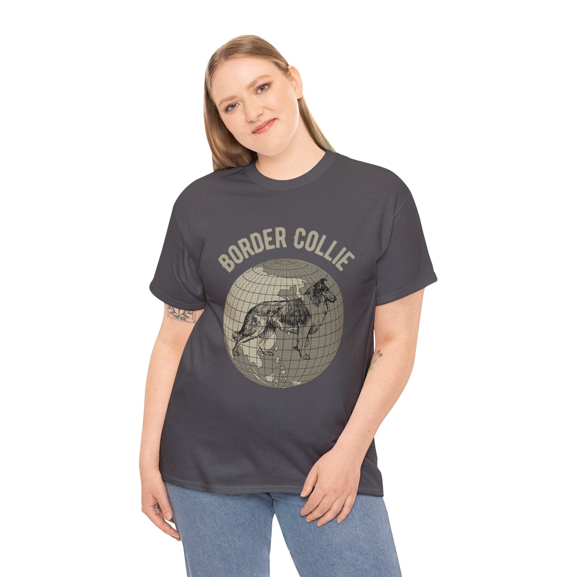Border Collie T-Shirt, Old-World Map Tee Atlas Wanderlust