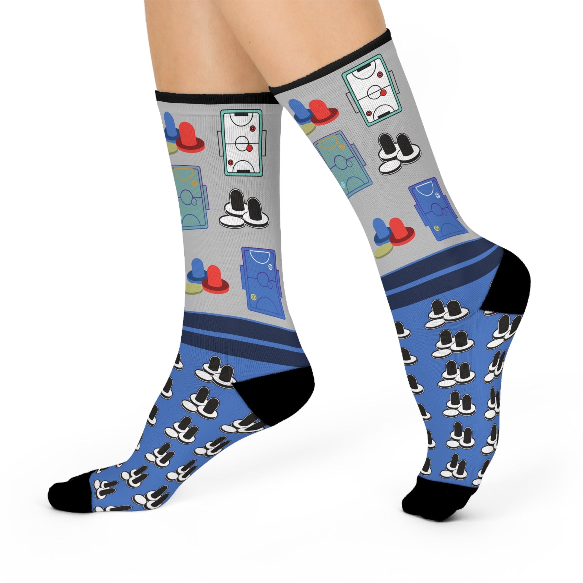 Air Hockey Socks Table Pucks Unisex Adult Stretchy Mid Calf Original Atlas Wanderlust