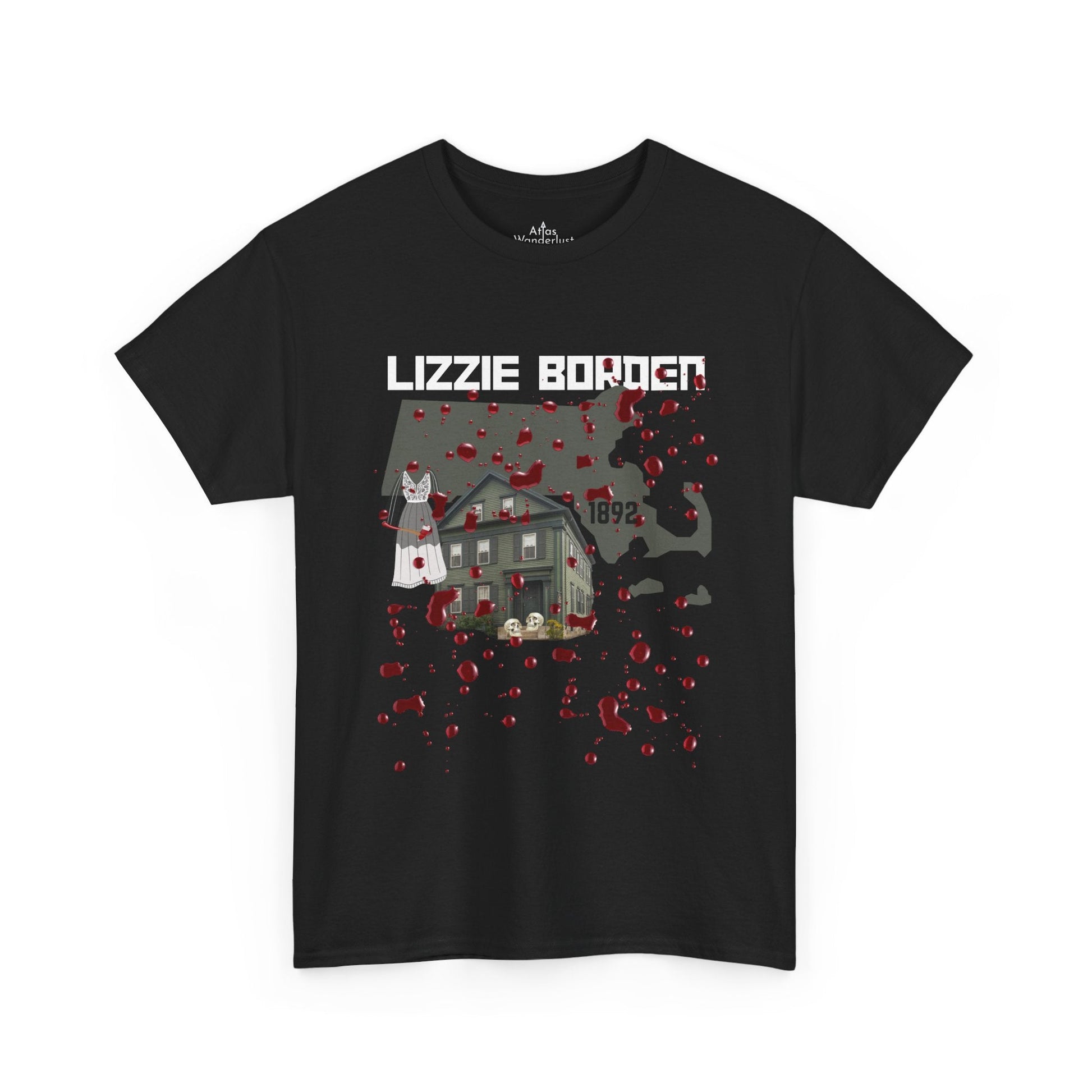 Lizzy Borden Unisex Heavy Cotton T-Shirt Borden House Axe Design Atlas Wanderlust