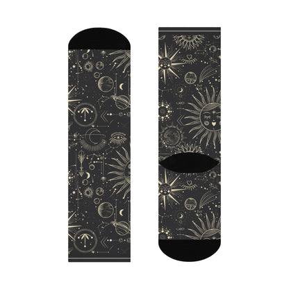 Celestial Socks Astrology Unisex Adult Stretchy Mid Calf Original Atlas Wanderlust