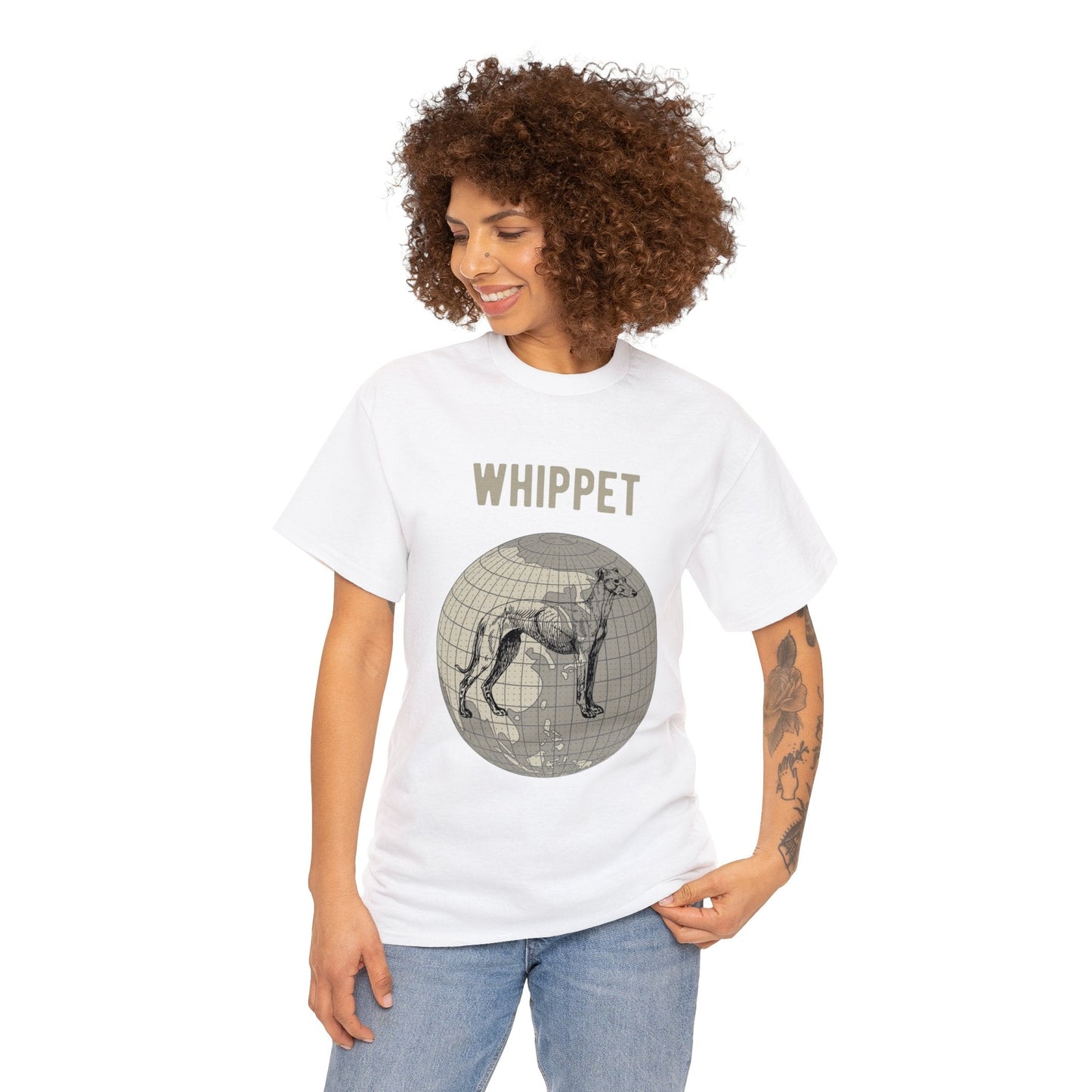 Whippet T-Shirt, World Map Tee Atlas Wanderlust