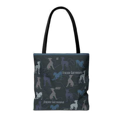 Italian Greyhound Iggy Tote Bag  Modern Design Original 3 Sizes Atlas Wanderlust