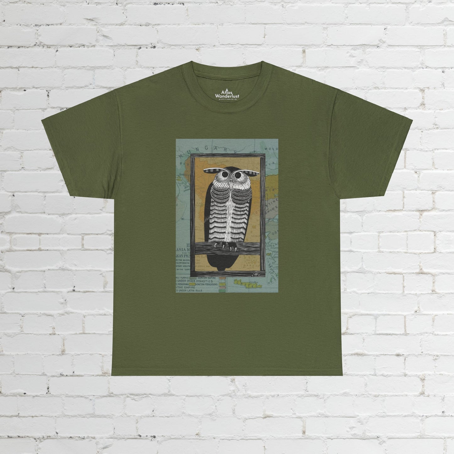 Owl Steampunk T-Shirt, Retro Owl Tee Atlas Wanderlust