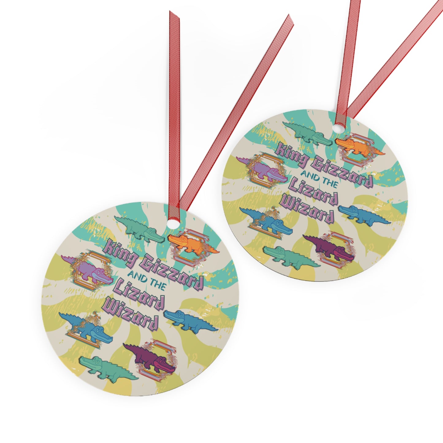 King Gizzard and the Lizard Wizard ornament featuring trippy psychedelic alligator artwork inspired by the band’s iconic style