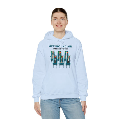 Greyhound Air Hooded Sweatshirt, Ireland to USA Classic Fit, Original Design, Unisex Atlas Wanderlust