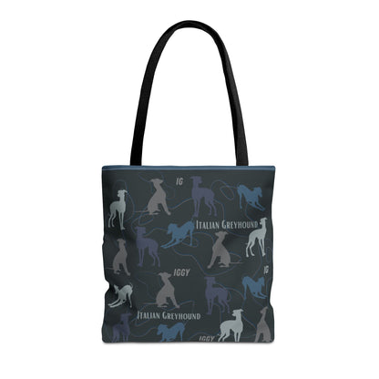 Italian Greyhound Iggy Tote Bag  Modern Design Original 3 Sizes Atlas Wanderlust