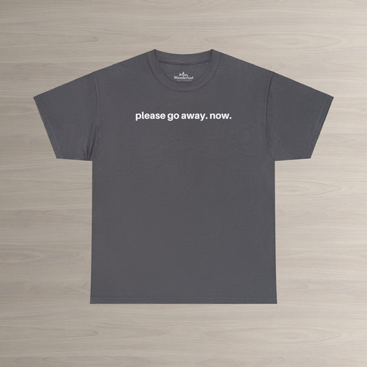 Please go away. now T-Shirt, Sarcasm Tee Atlas Wanderlust