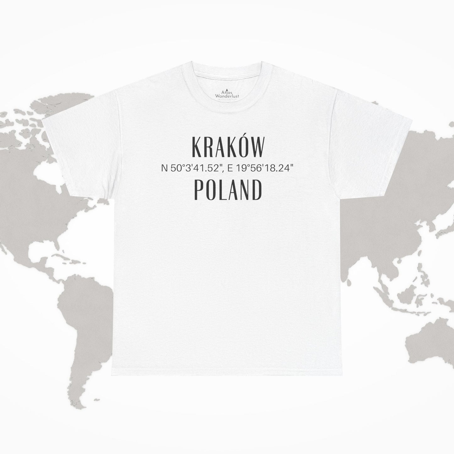 Krakow, Poland Coordinates T-Shirt Unisex Atlas Wanderlust