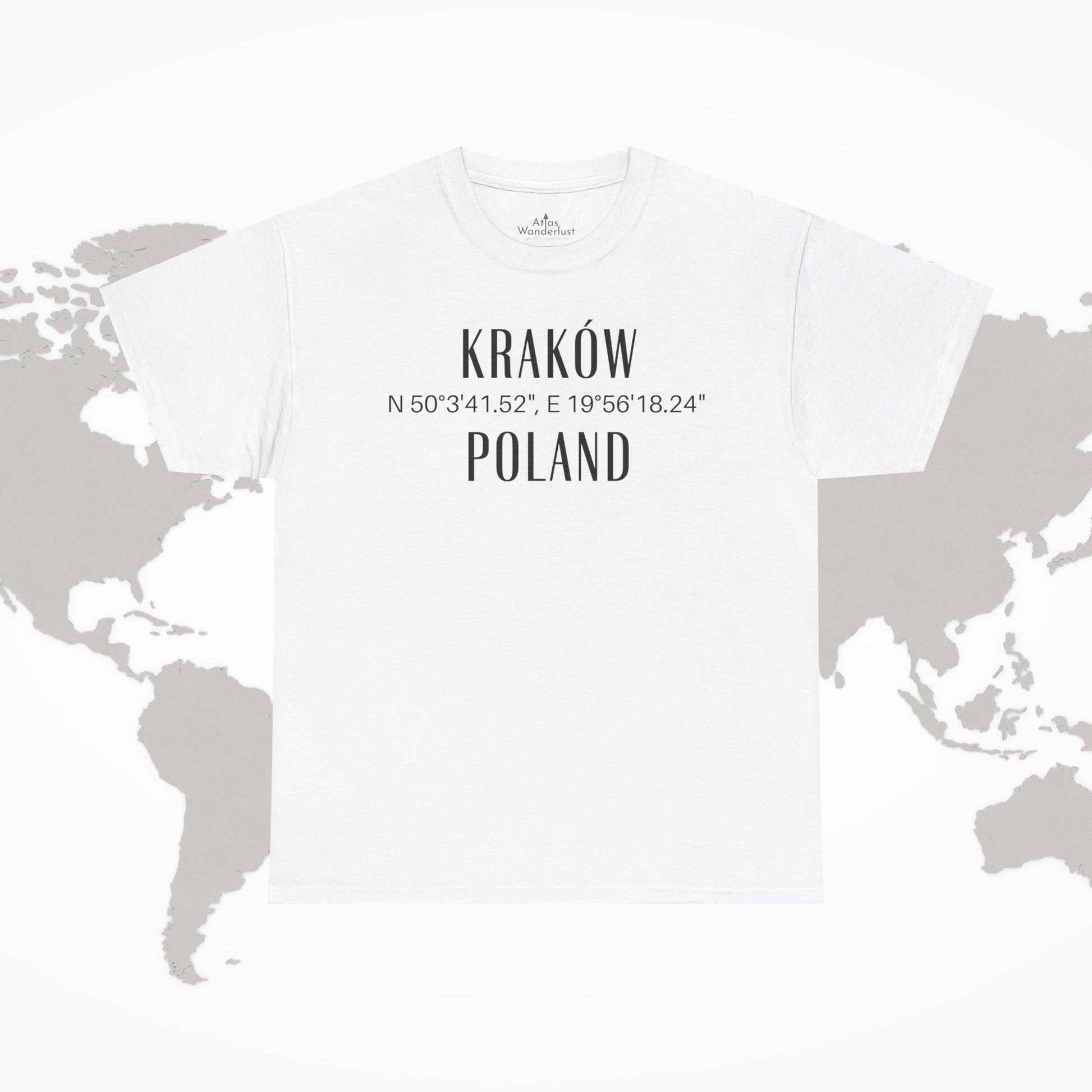 Krakow, Poland Coordinates T-Shirt Unisex Atlas Wanderlust