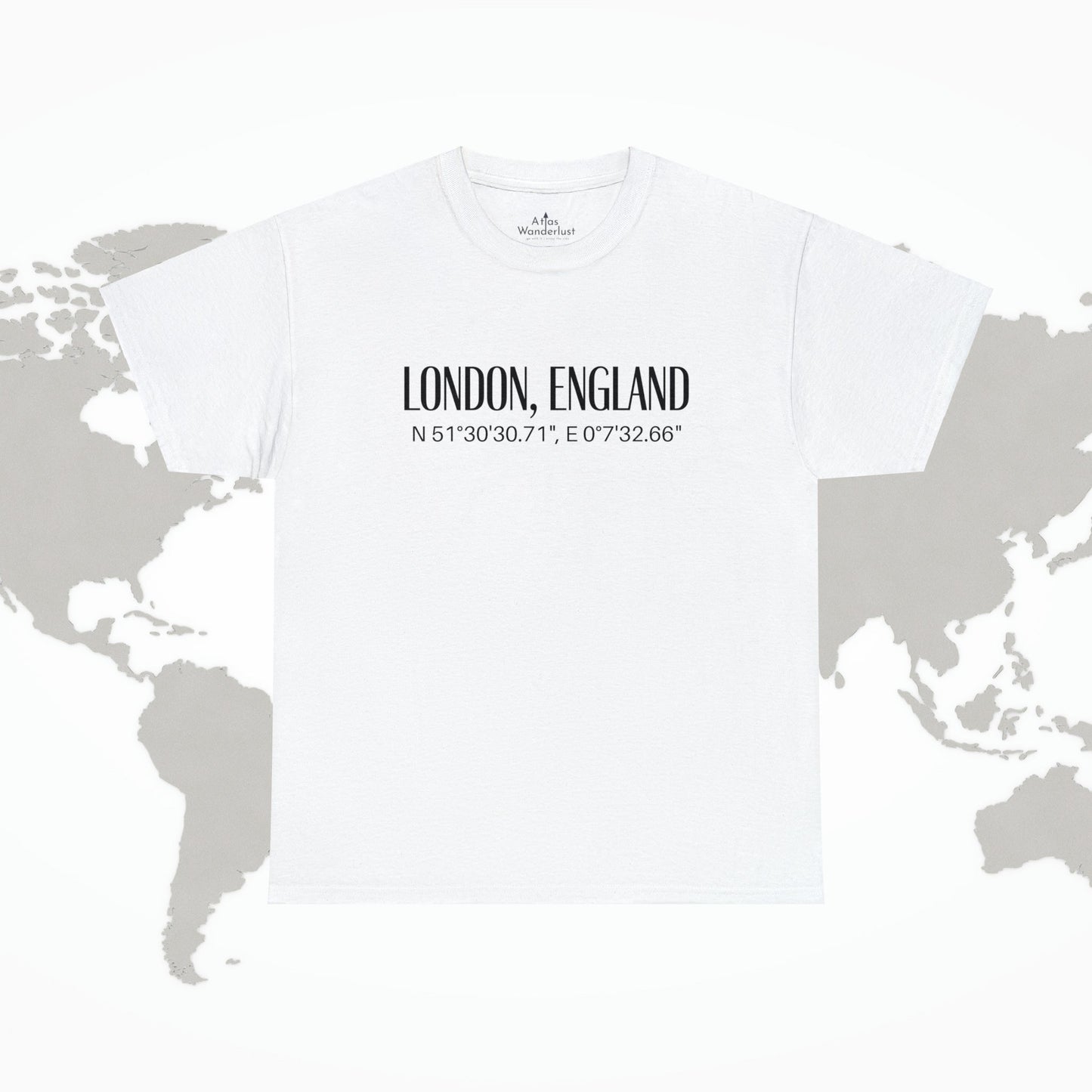 London England Coordinates T-Shirt, Modern Angophile Tee Atlas Wanderlust