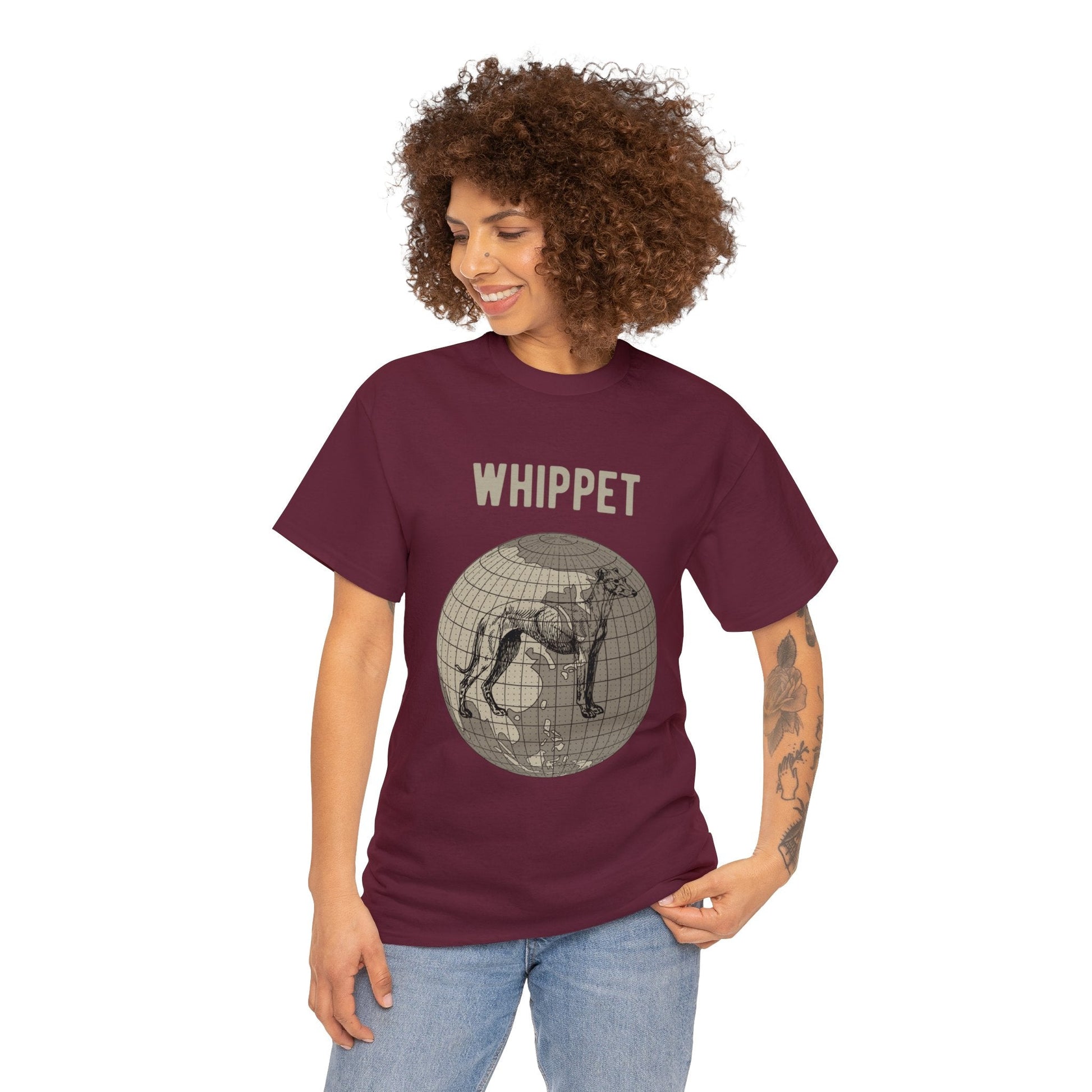 Whippet T-Shirt, World Map Tee Atlas Wanderlust