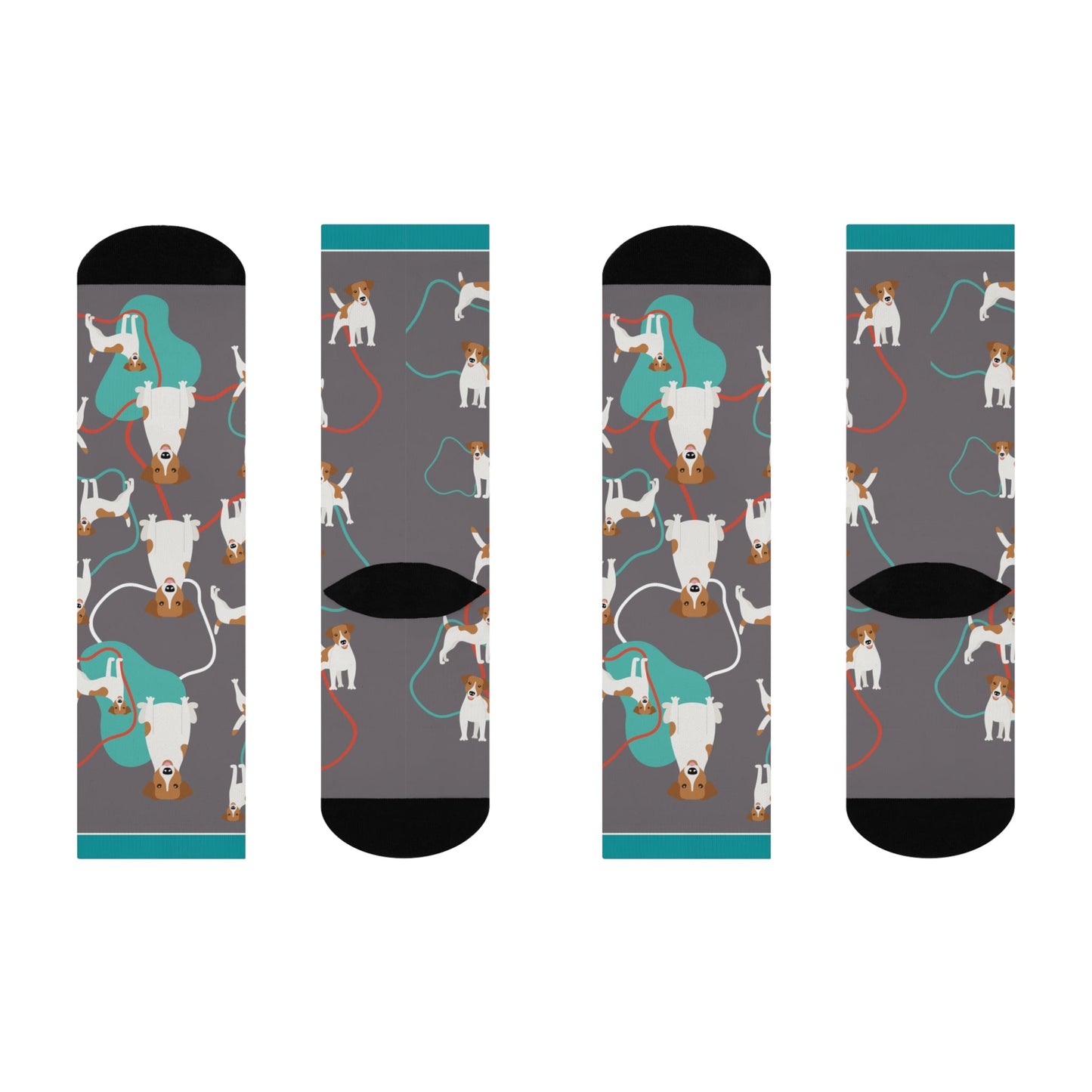 Jack Russel Terrier Crew Socks! Unisex Mid Calf Crew Colorful Trendy Stretchy Atlas Wanderlust