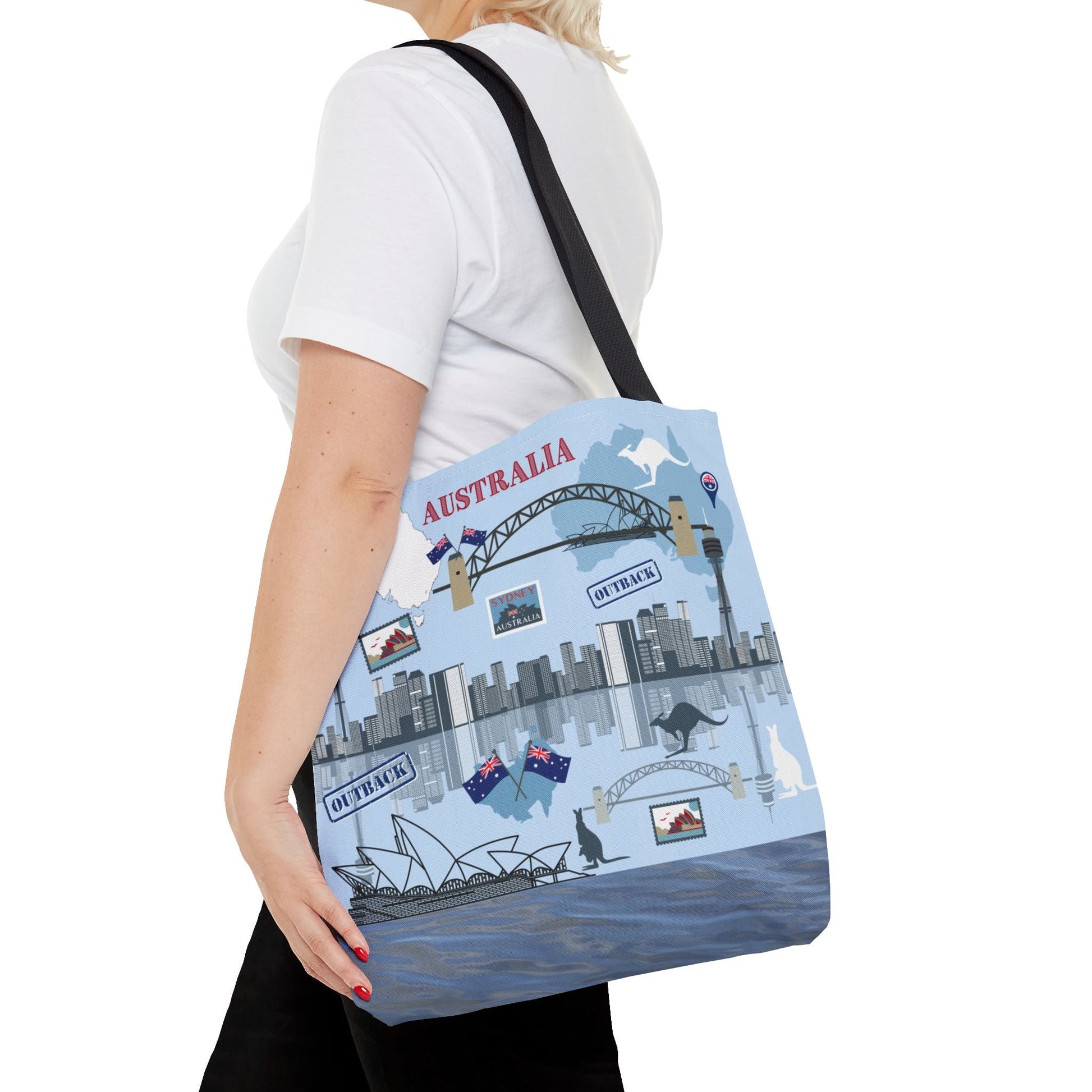 Australia Landmarks Tote Bag Sydney Opera House Kangaroos 3 Sizes Atlas Wanderlust