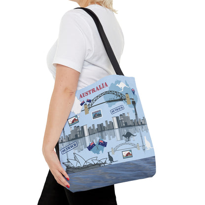 Australia Landmarks Tote Bag Sydney Opera House Kangaroos 3 Sizes Atlas Wanderlust