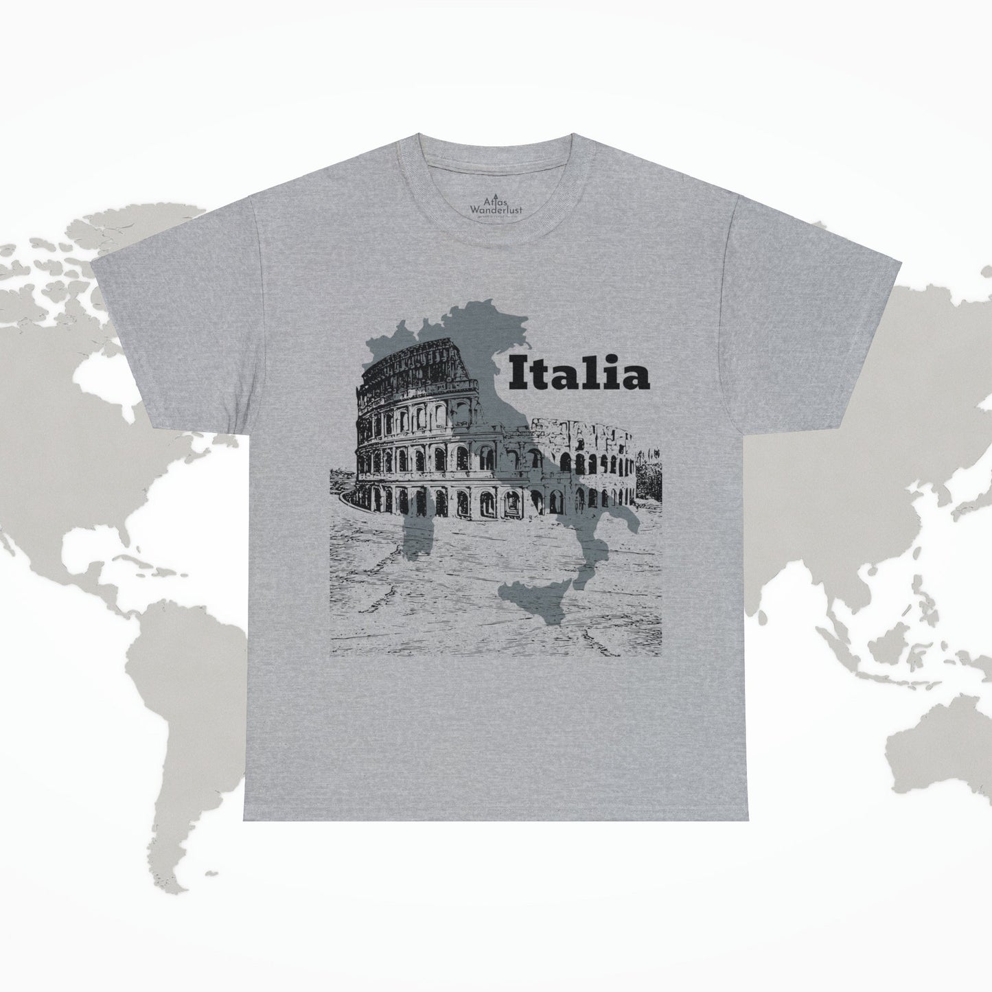 Italia Colosseum T-Shirt, Italian Architecture Tee Atlas Wanderlust