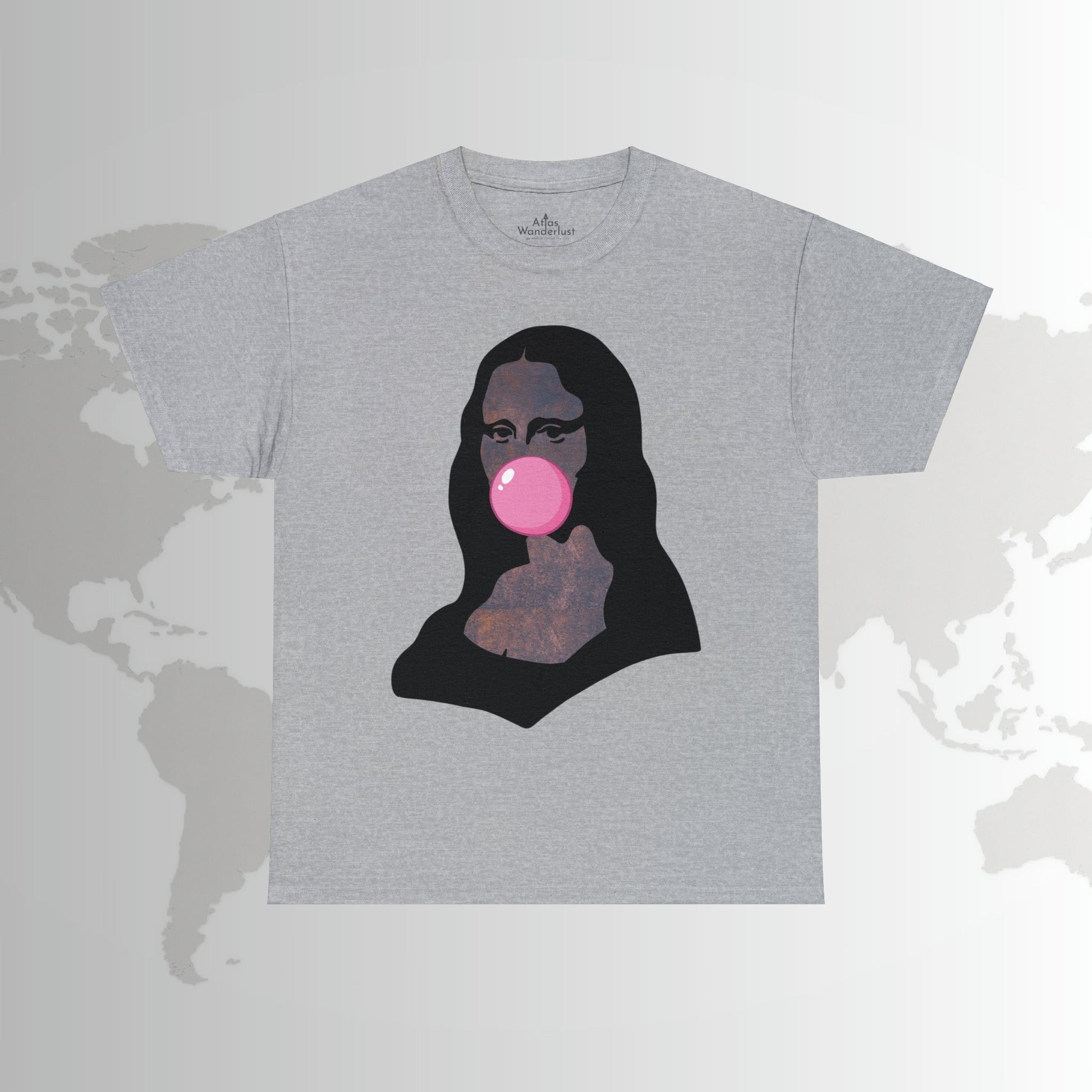 Mona Lisa Bubblegum T-Shirt Italy Humor Tee Atlas Wanderlust