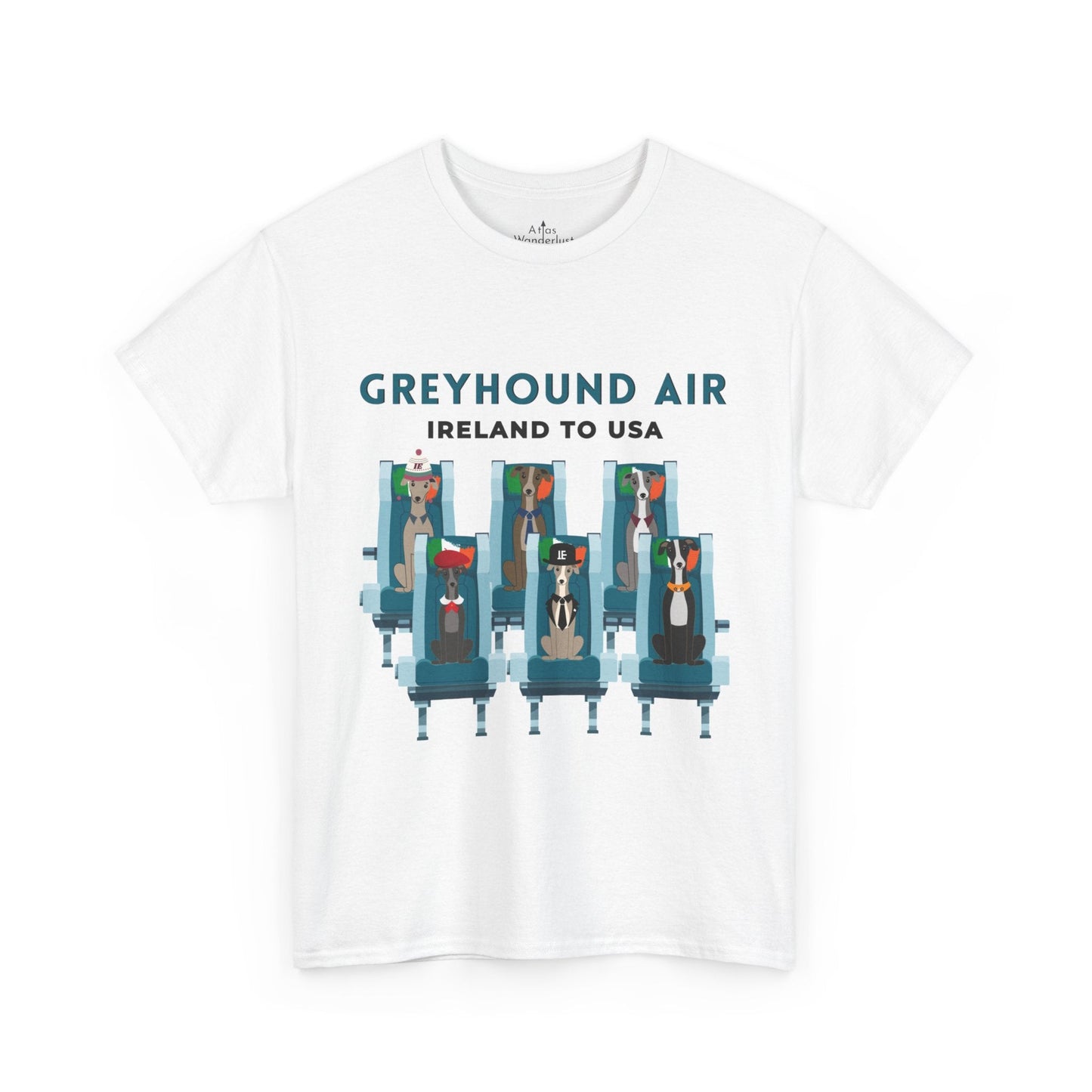 Greyhound Air Short Sleeve Shirt Ireland to USA Benefits Greyhound Rescue Atlas Wanderlust