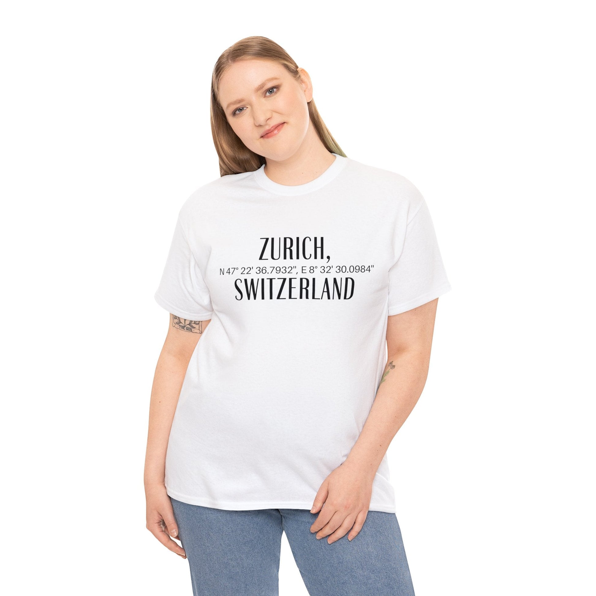 Zurich, Switzerland Coordinates T-Shirt, Modern Travel Tee Atlas Wanderlust