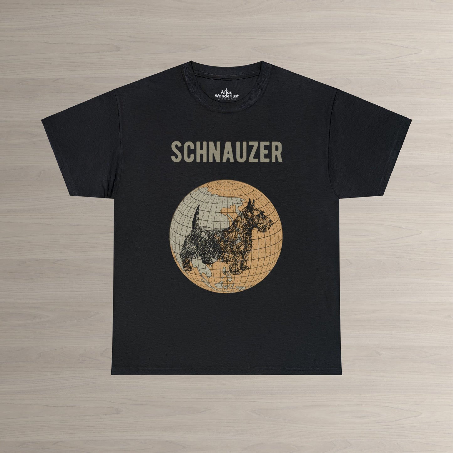 Schnauzer T-Shirt, Old- World Map Tee Atlas Wanderlust