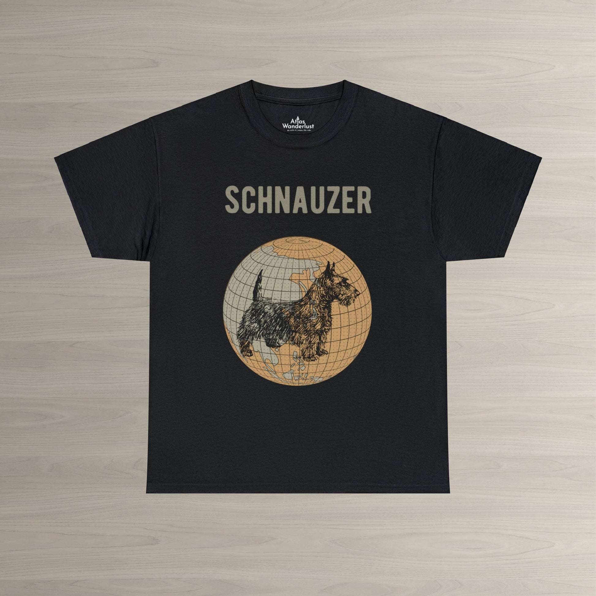 Schnauzer T-Shirt, Old- World Map Tee Atlas Wanderlust