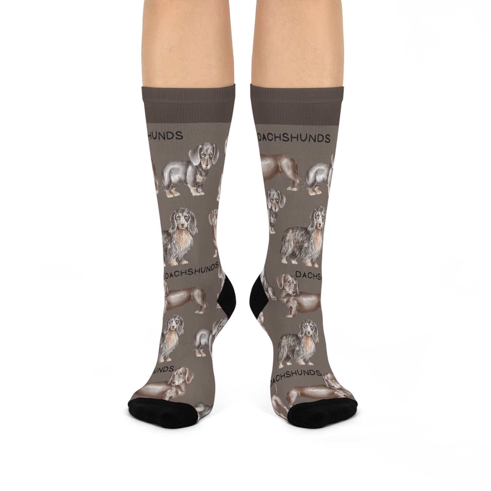 Dachshund Socks Chocolate Unisex Adult Stretchy Mid Calf Original Atlas Wanderlust