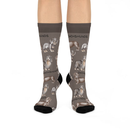 Dachshund Socks Chocolate Unisex Adult Stretchy Mid Calf Original Atlas Wanderlust