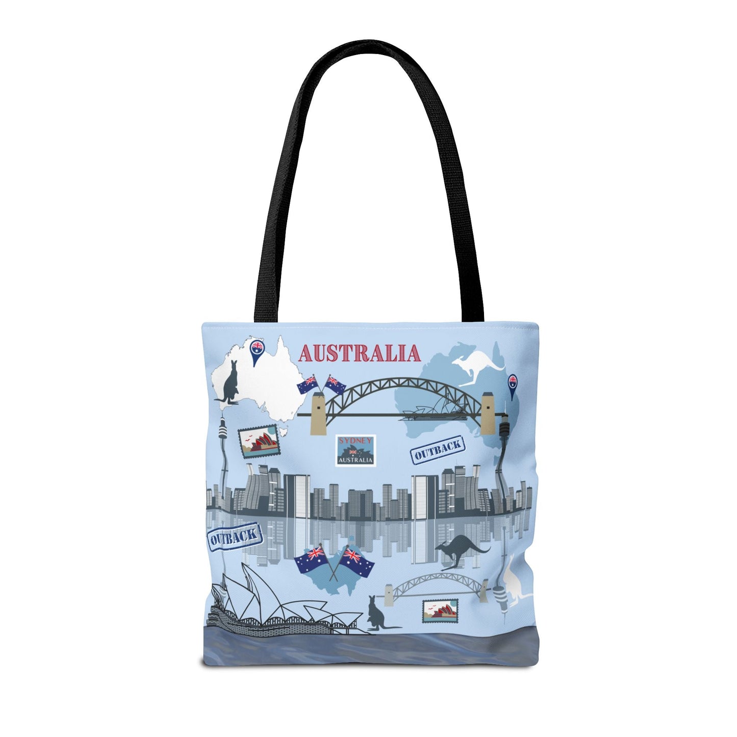 Australia Landmarks Tote Bag Sydney Opera House Kangaroos 3 Sizes Atlas Wanderlust