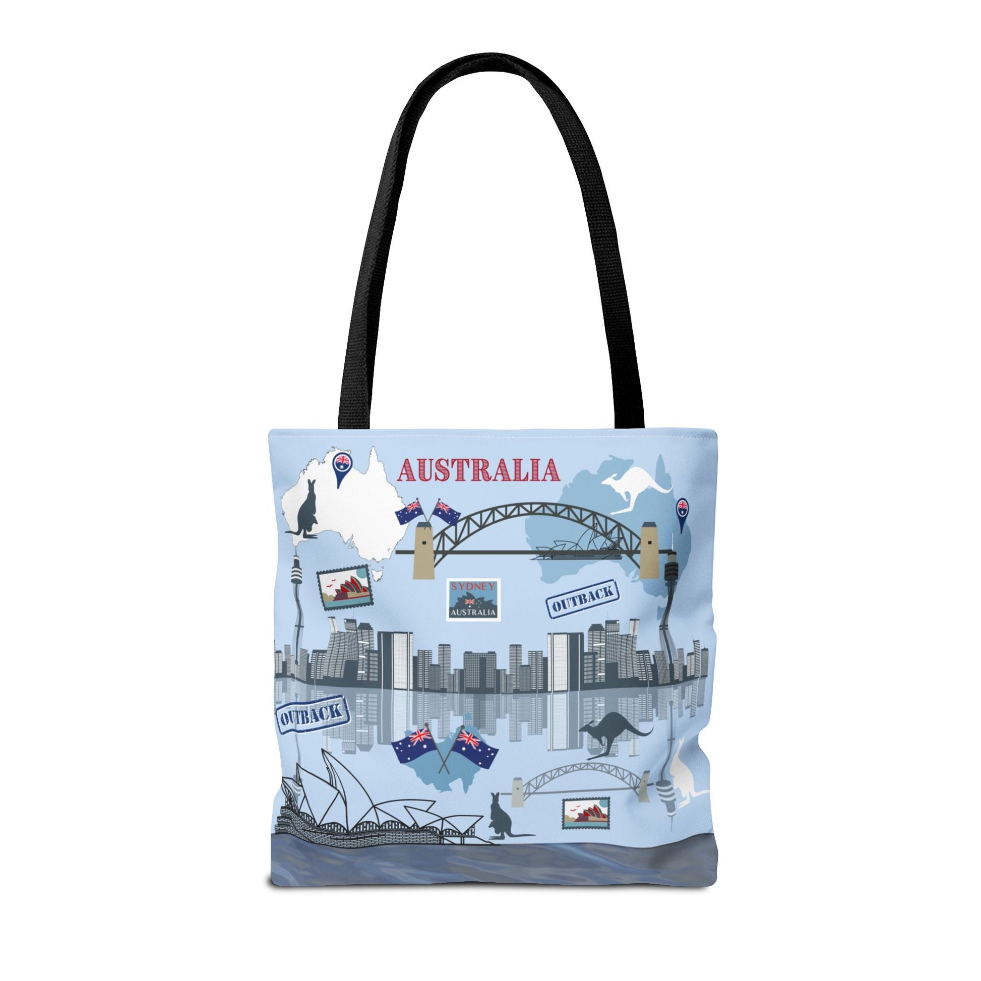 Australia Landmarks Tote Bag Sydney Opera House Kangaroos 3 Sizes Atlas Wanderlust