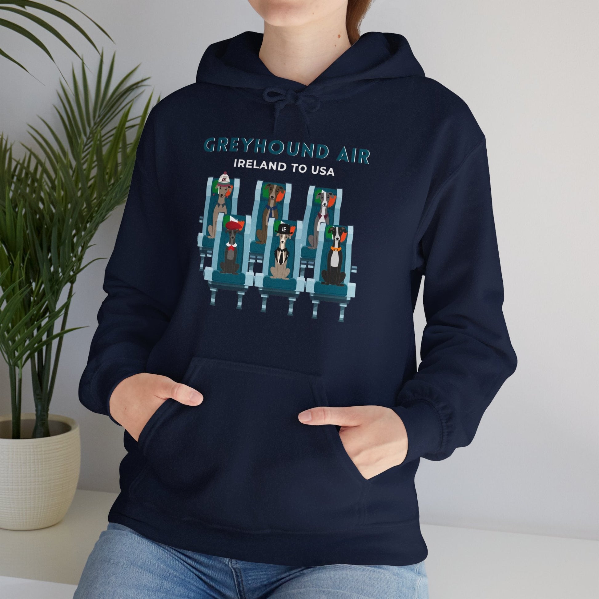 Greyhound Air Hooded Sweatshirt, Ireland to USA Classic Fit, Original Design, Unisex Atlas Wanderlust