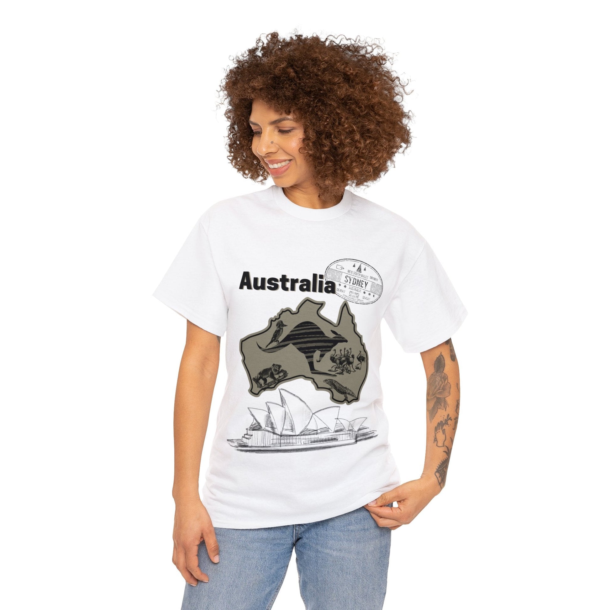 Australia Down Under T-Shirt, Kangaroo Tee Atlas Wanderlust