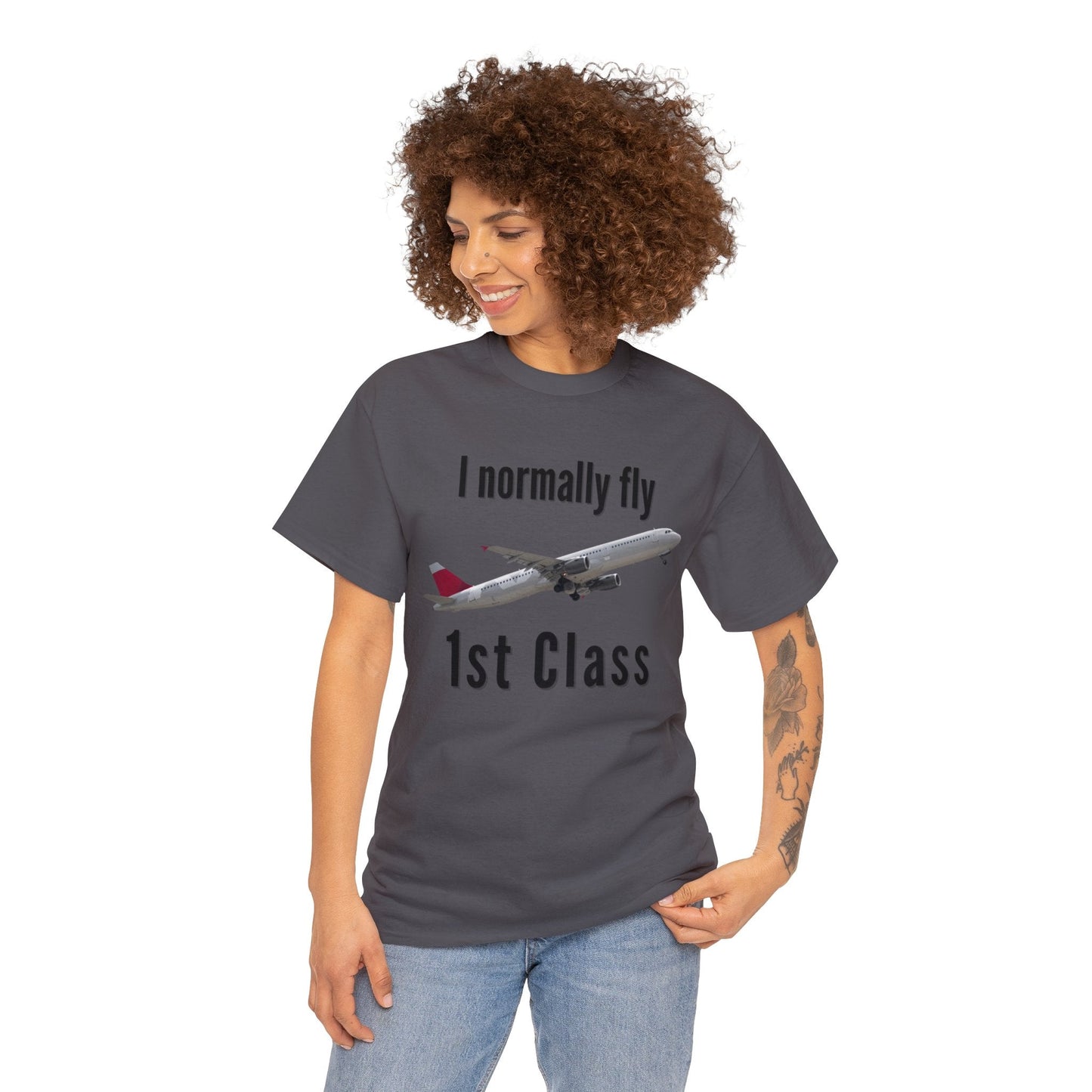 I normally Fly 1st Class T-Shirt, Funny Travel Tee Atlas Wanderlust