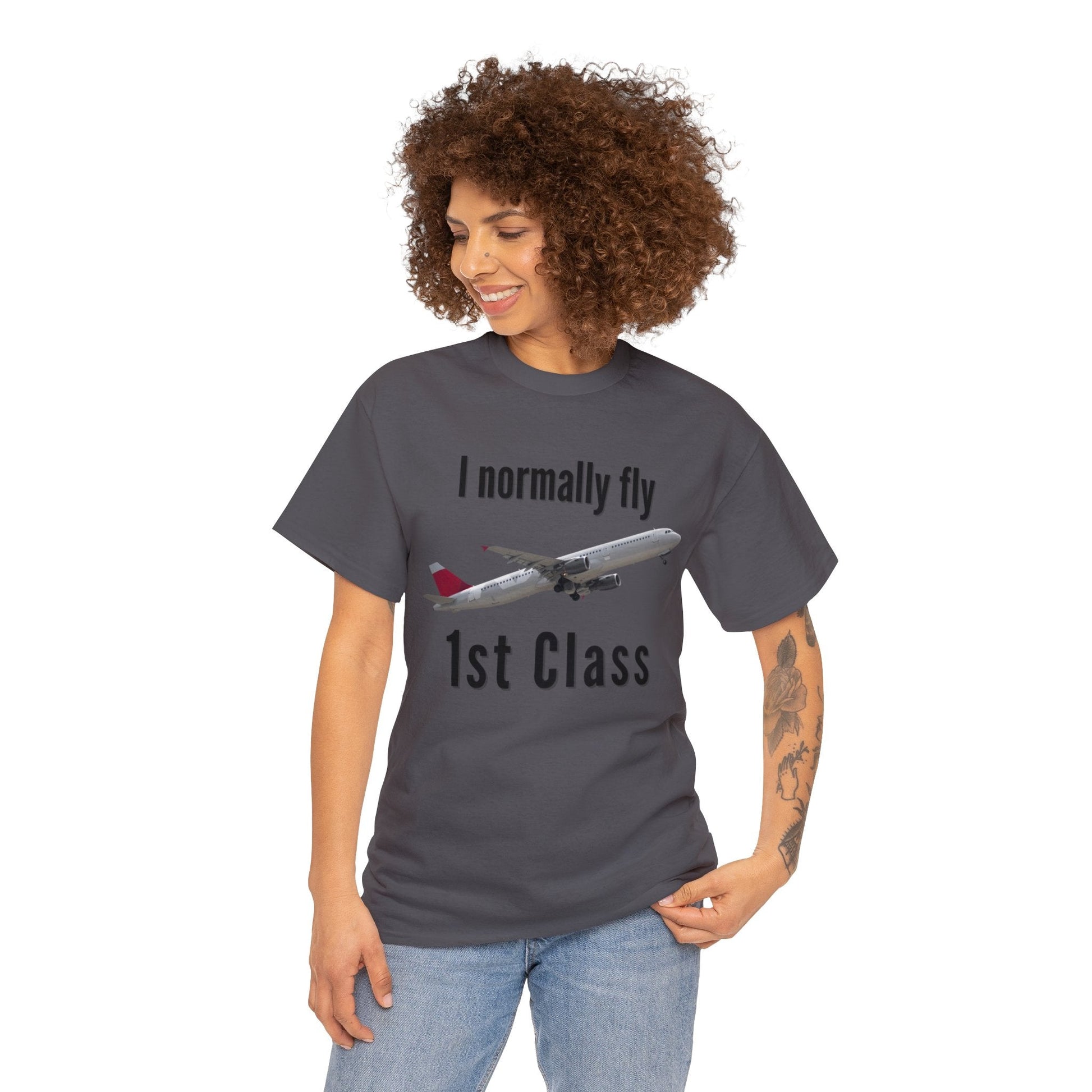 I normally Fly 1st Class T-Shirt, Funny Travel Tee Atlas Wanderlust
