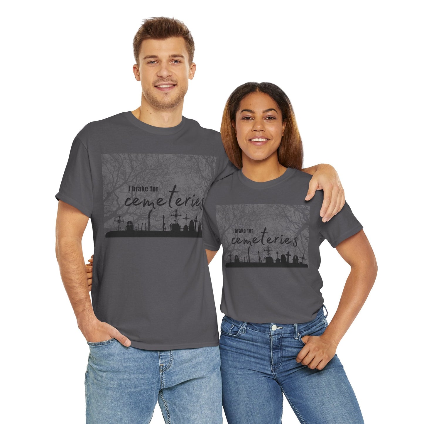 Cemetery T-Shirt, I Brake for Cemeteries Tee Atlas Wanderlust