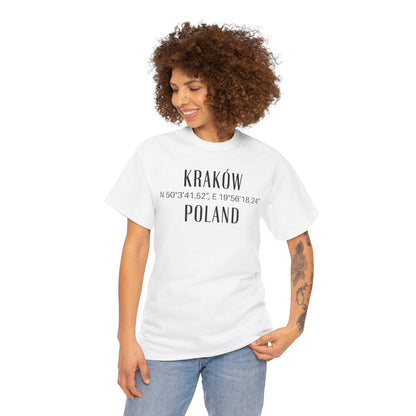 Krakow, Poland Coordinates T-Shirt Unisex Atlas Wanderlust