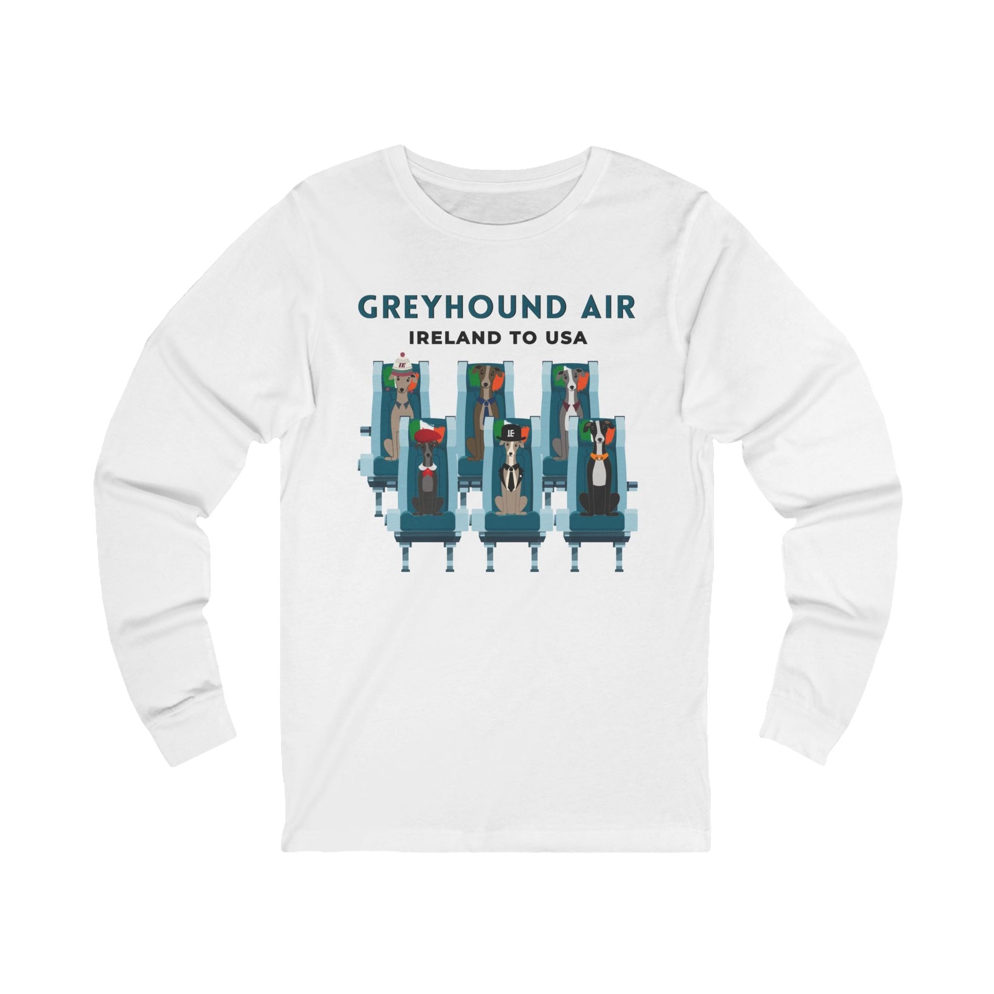 Greyhound Air Long-Sleeve Shirt Ireland to USA Greyhound Rescue Atlas Wanderlust
