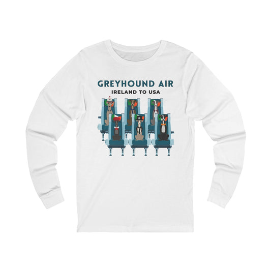 Greyhound Air Long-Sleeve Shirt Ireland to USA Greyhound Rescue Atlas Wanderlust