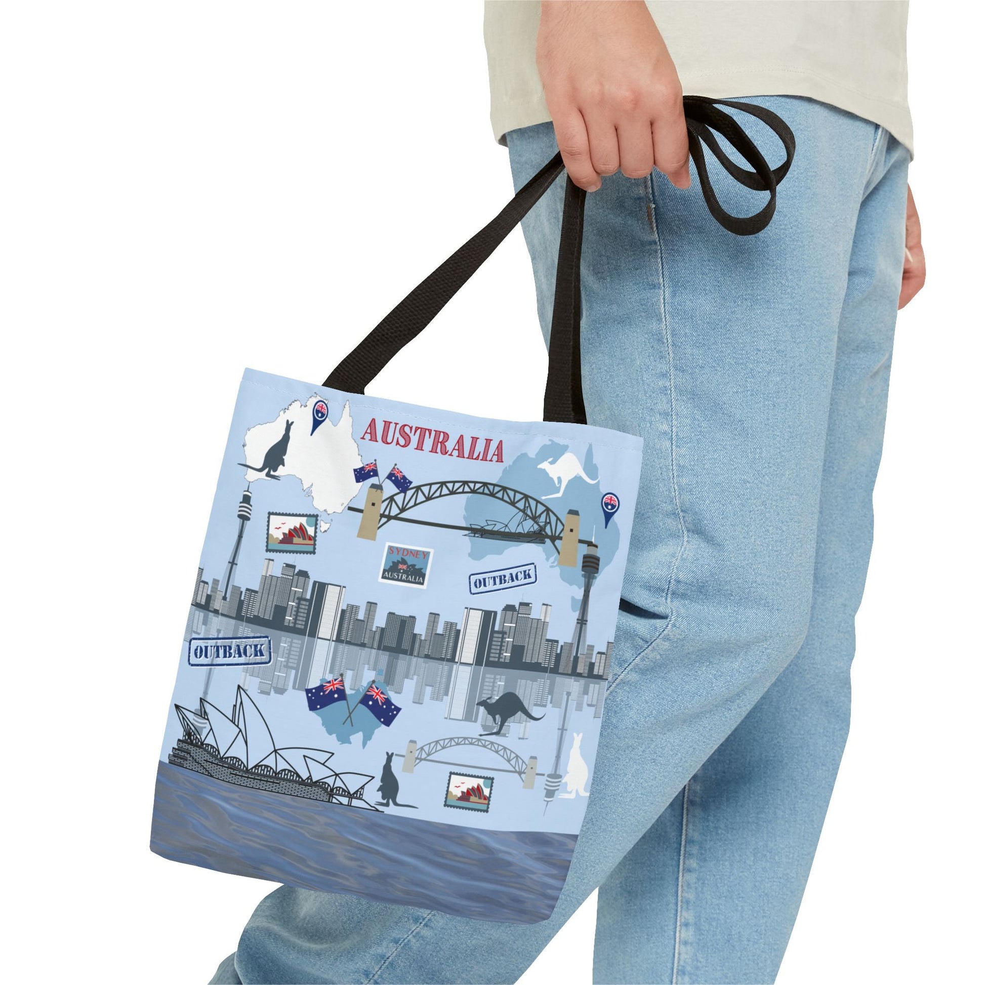 Australia Landmarks Tote Bag Sydney Opera House Kangaroos 3 Sizes Atlas Wanderlust