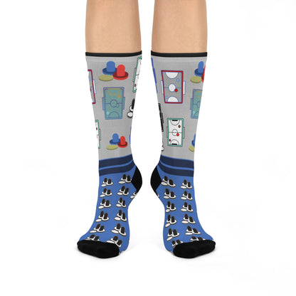Air Hockey Socks Table Pucks Unisex Adult Stretchy Mid Calf Original Atlas Wanderlust