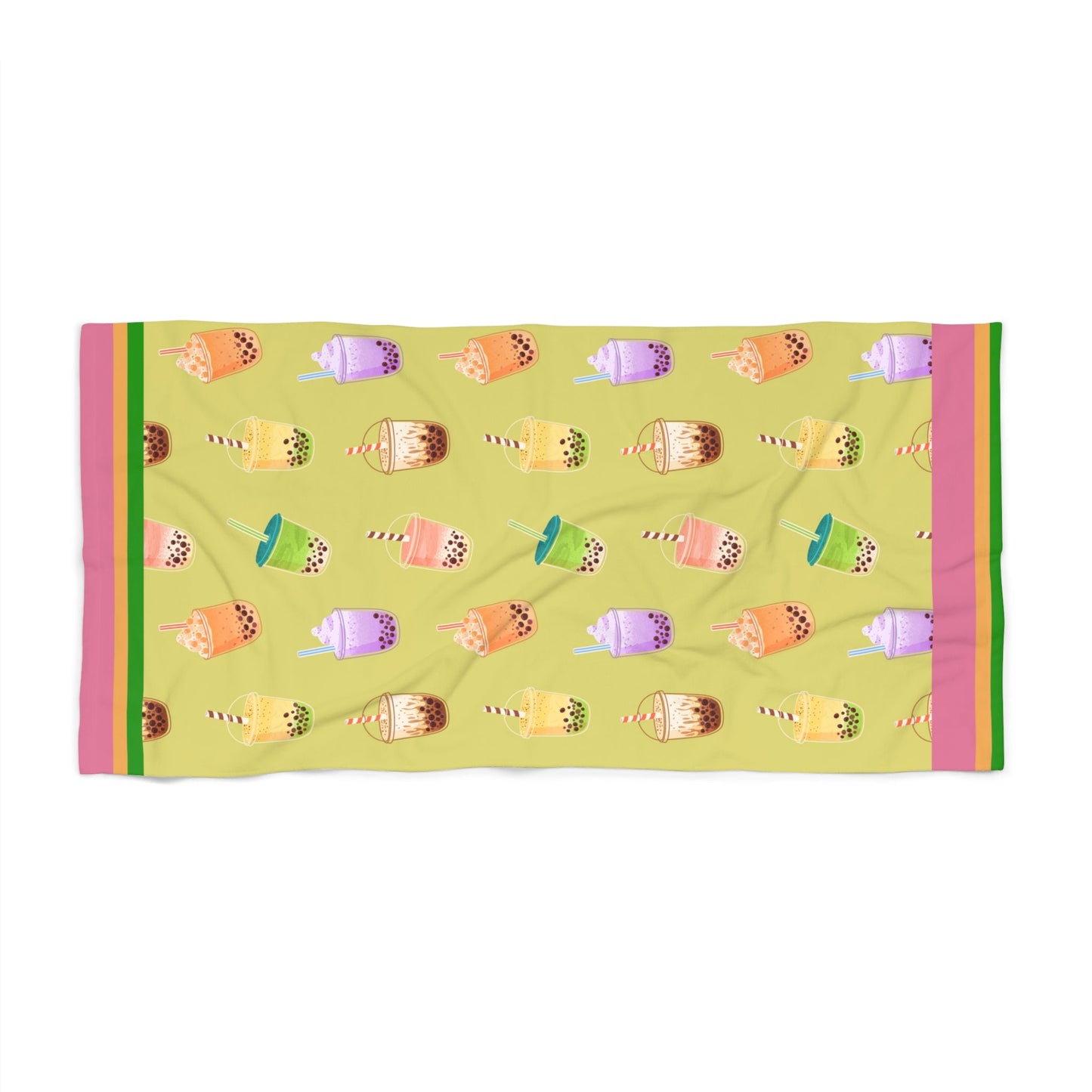 Bubble Tea Beach Towel,  Boba Atlas Wanderlust