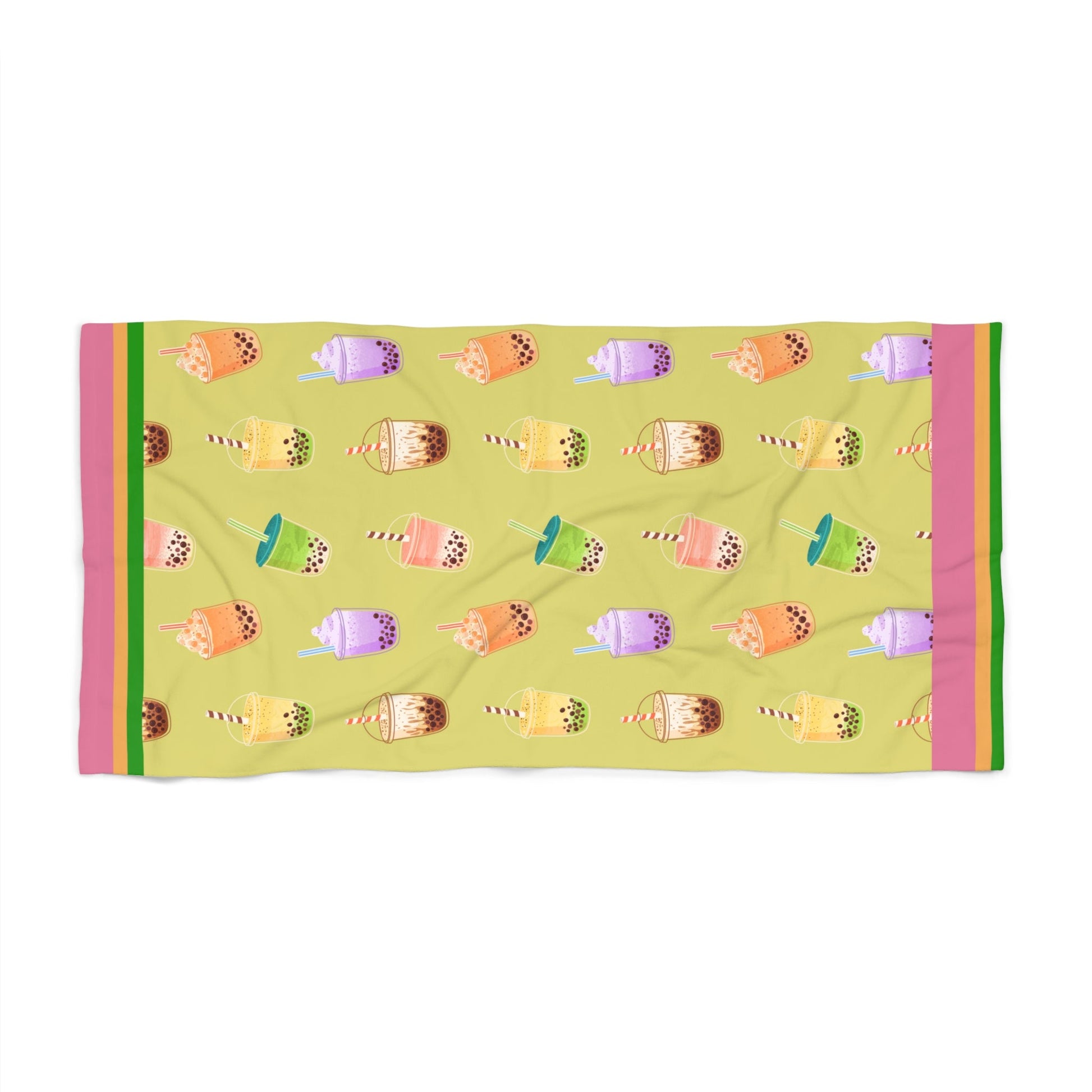 Bubble Tea Beach Towel,  Boba Atlas Wanderlust